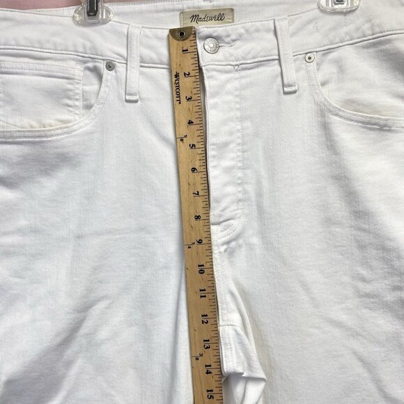 Madewell Stove Pipe High Rise Straight Leg Jeans Pants Women 20W White Stretch - Picture 12 of 16